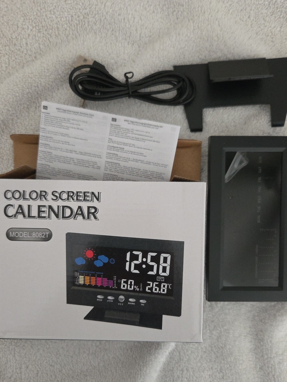 Black Color Screen Calendar Clock - Digital Weather Display